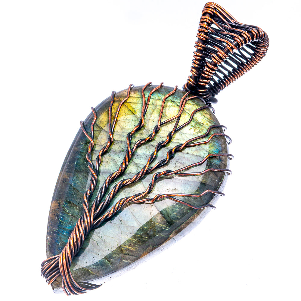 Labradorite Tree of Life Pendant 2 1/4" (Oxidized Copper)