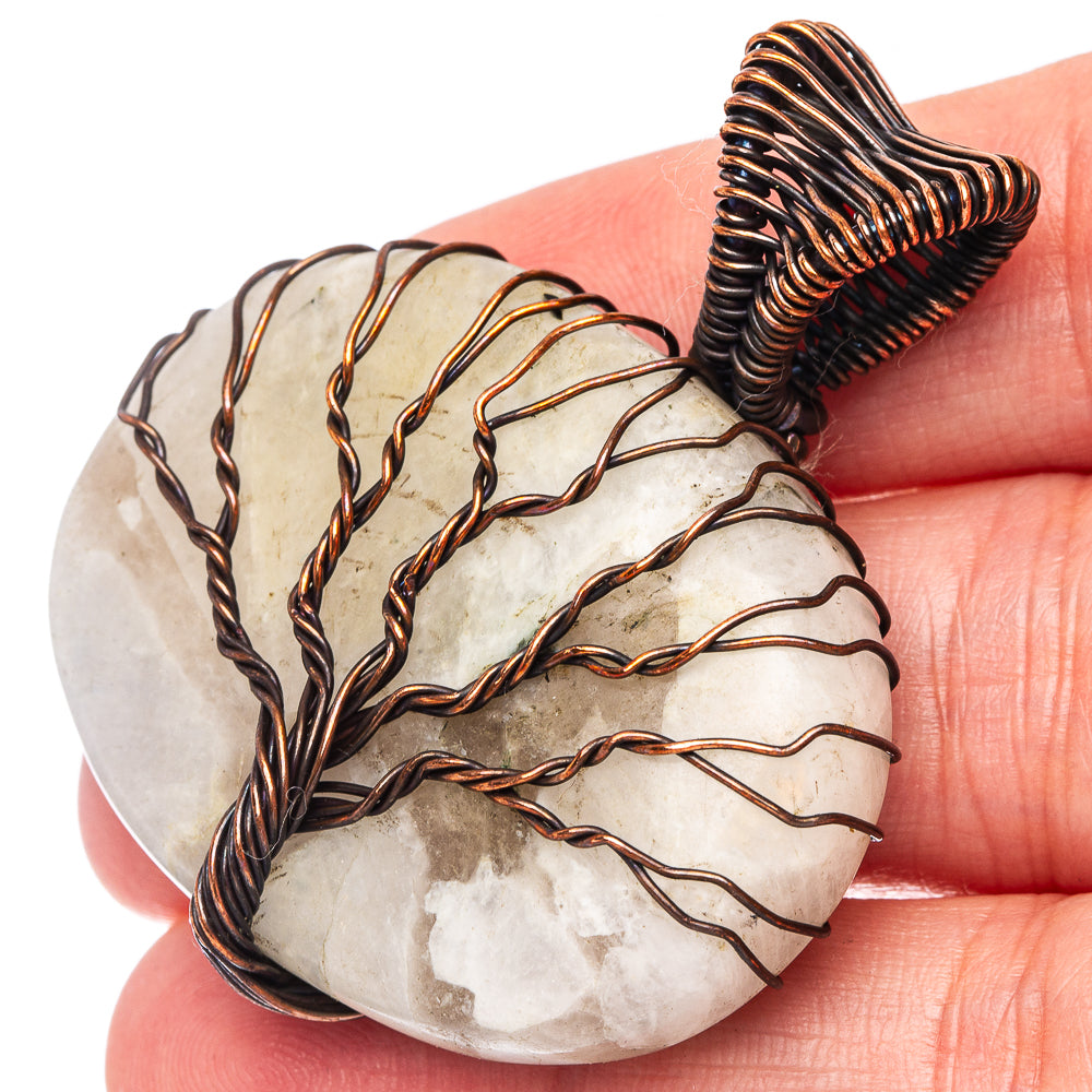 White Quartz Tree of Life Pendant 1 3/4" (Oxidized Copper)