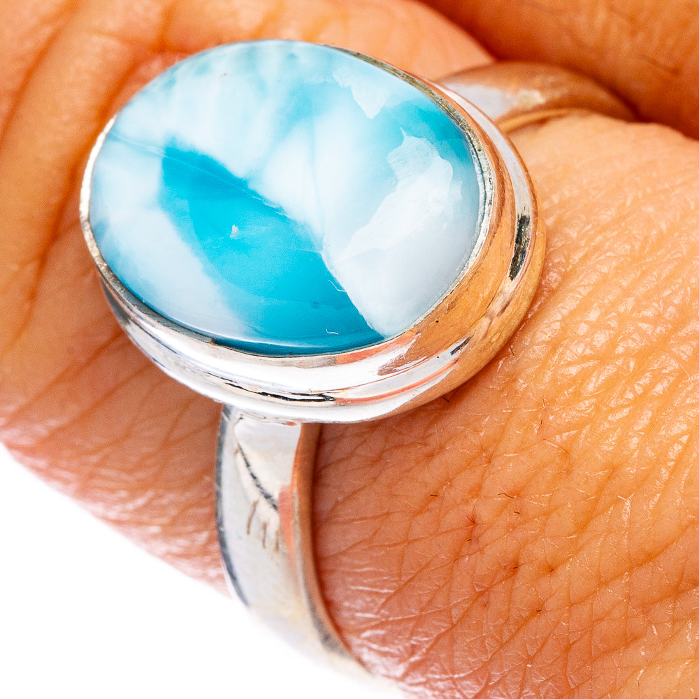 Rare Larimar Ring Size 8.25 (925 Sterling Silver) R146551