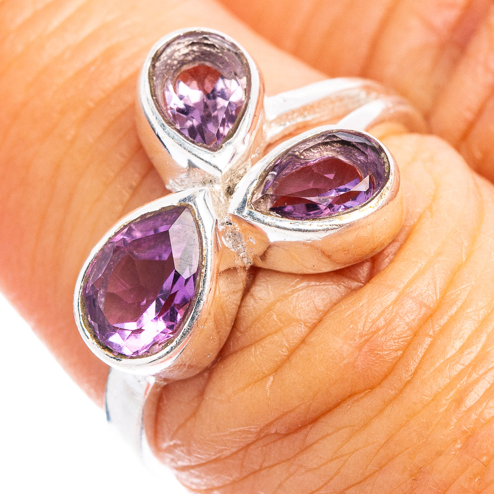 Amethyst Dainty Ring Size 6.75 (.925 Sterling Silver)