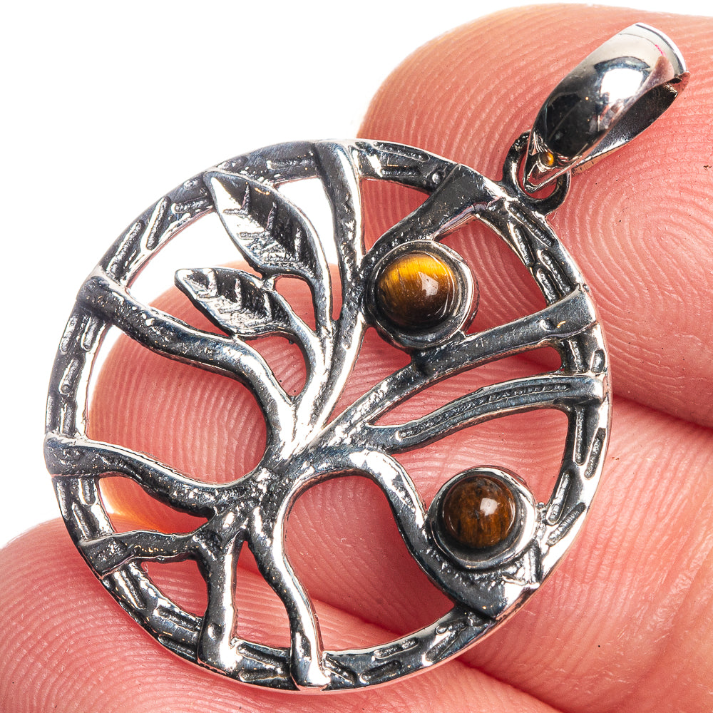 Tiger Eye Dainty Pendant 1 1/4" (925 Sterling Silver) P39140