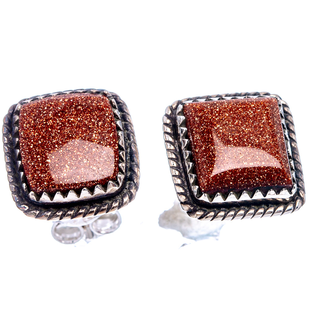 Goldstone Earrings 1/2" (.925 Sterling Silver)