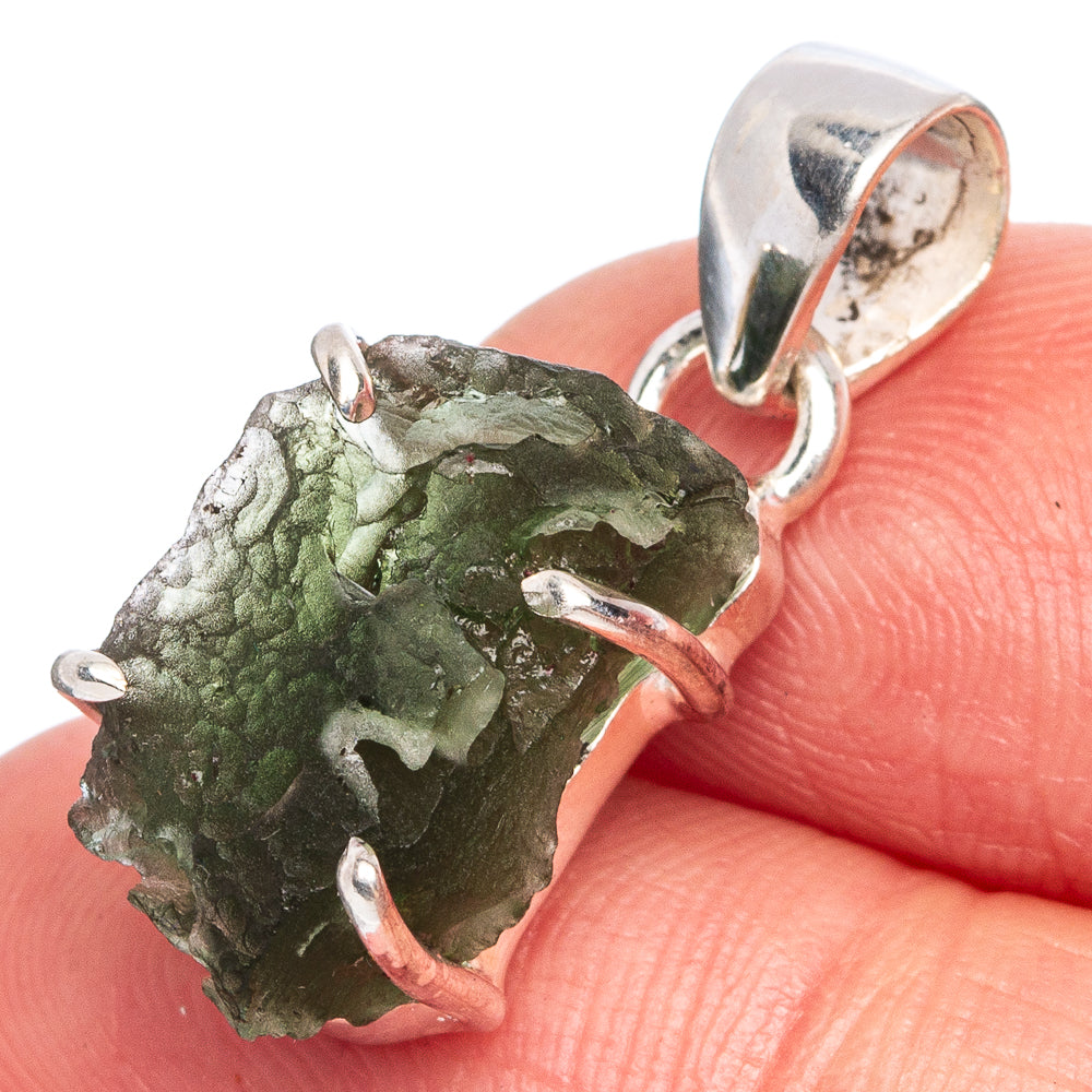 Rare Czech Moldavite Pendant 1 1/8" (925 Sterling Silver) P40446