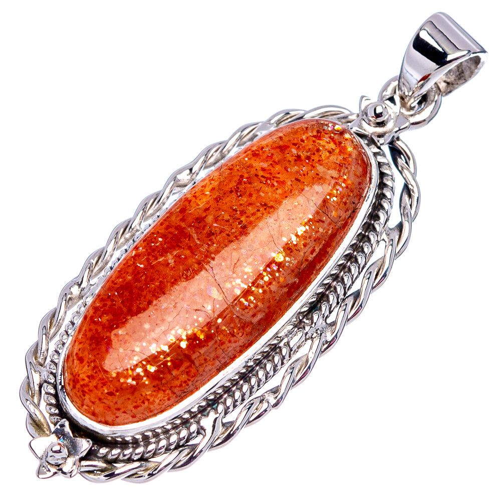 Premium Sunstone Pendant 1 3/4" (.925 Sterling Silver)