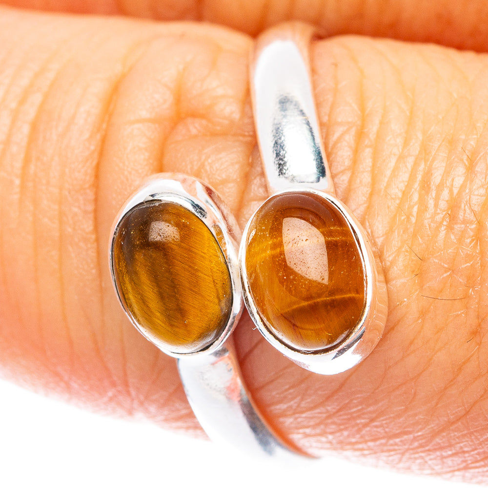 Tiger Eye Dainty Ring Size 7 Adjustable (925 Sterling Silver) R5701