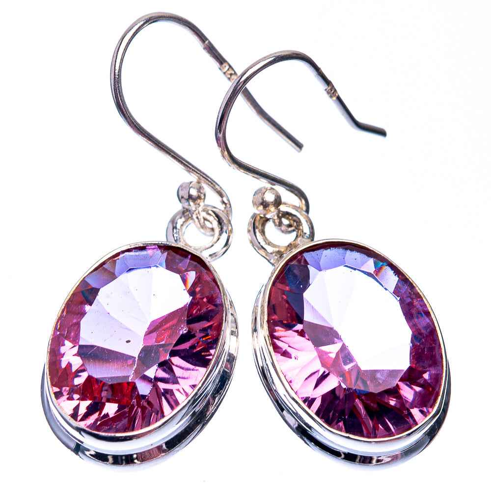 Faceted Alexandrite (Lab.) Earrings 1 1/4" (925 Sterling Silver) E432379