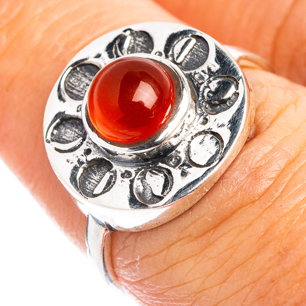 Carnelian Dainty Ring Size 6.75 (.925 Sterling Silver)