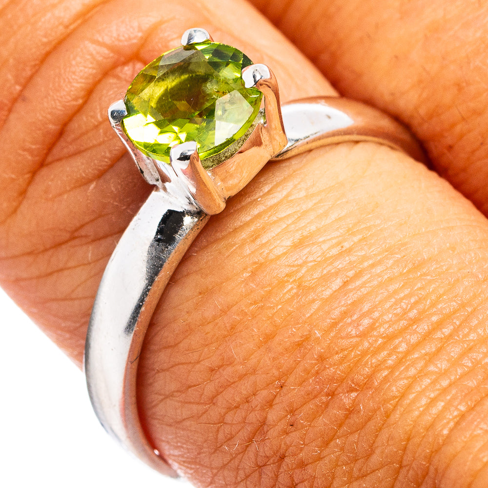 Faceted Peridot Ring Size 9 (.925 Sterling Silver)