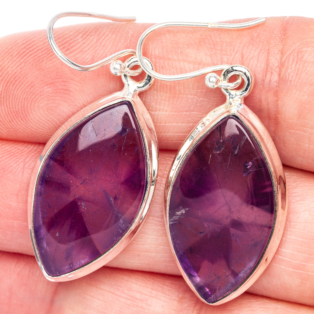 Star Amethyst Earrings 1 3/4" (925 Sterling Silver) E433097