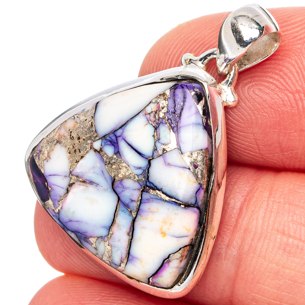 Purple Dahlia Mohave Turquoise Pendant 1 1/8" (.925 Sterling Silver)