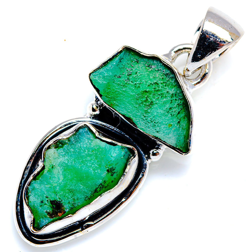 Rough Chrysoprase 925 Sterling Silver Pendant 1 1/2" (925 Sterling Silver) PD38440