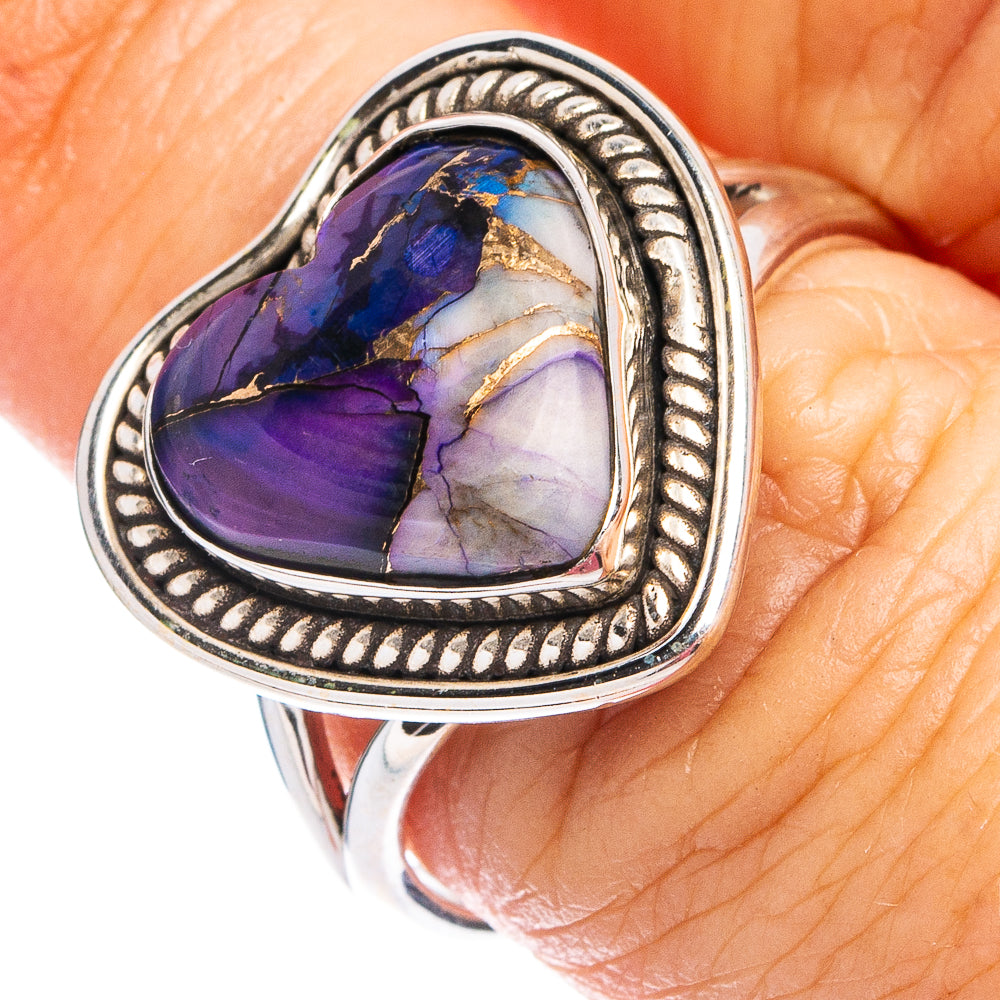 Purple Dahlia Mohave Turquoise Heart Ring Size 8 (.925 Sterling Silver)