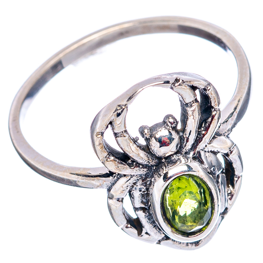 Peridot Spider Dainty Ring Size 7.75 (.925 Sterling Silver)