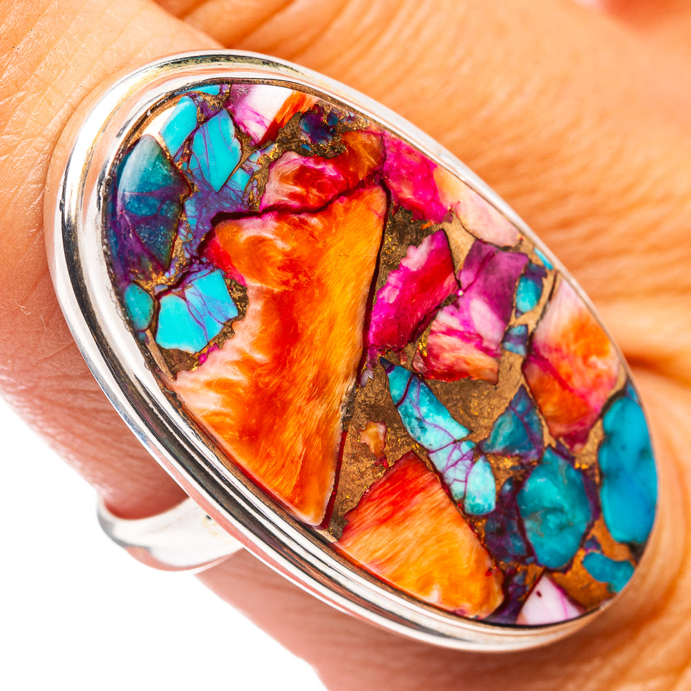 Premium Pink Dahlia Mohave Turquoise Ring Size 8.25 (.925 Sterling Silver)
