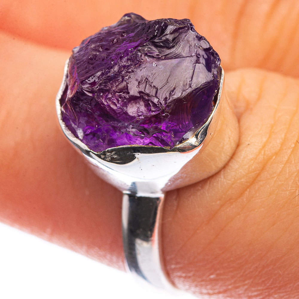 Rough Amethyst 925 Sterling Silver Ring Size 7.25