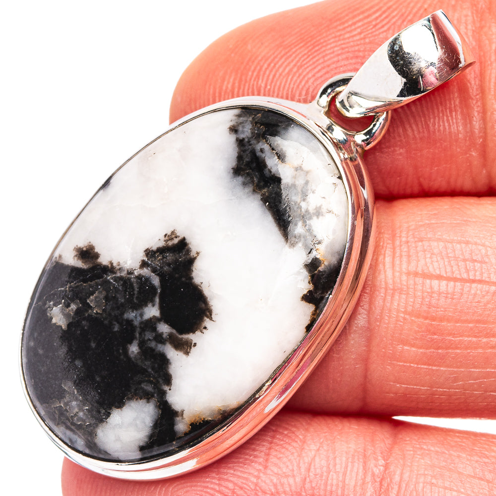 White Buffalo Turquoise Pendant 1 5/8" (.925 Sterling Silver)