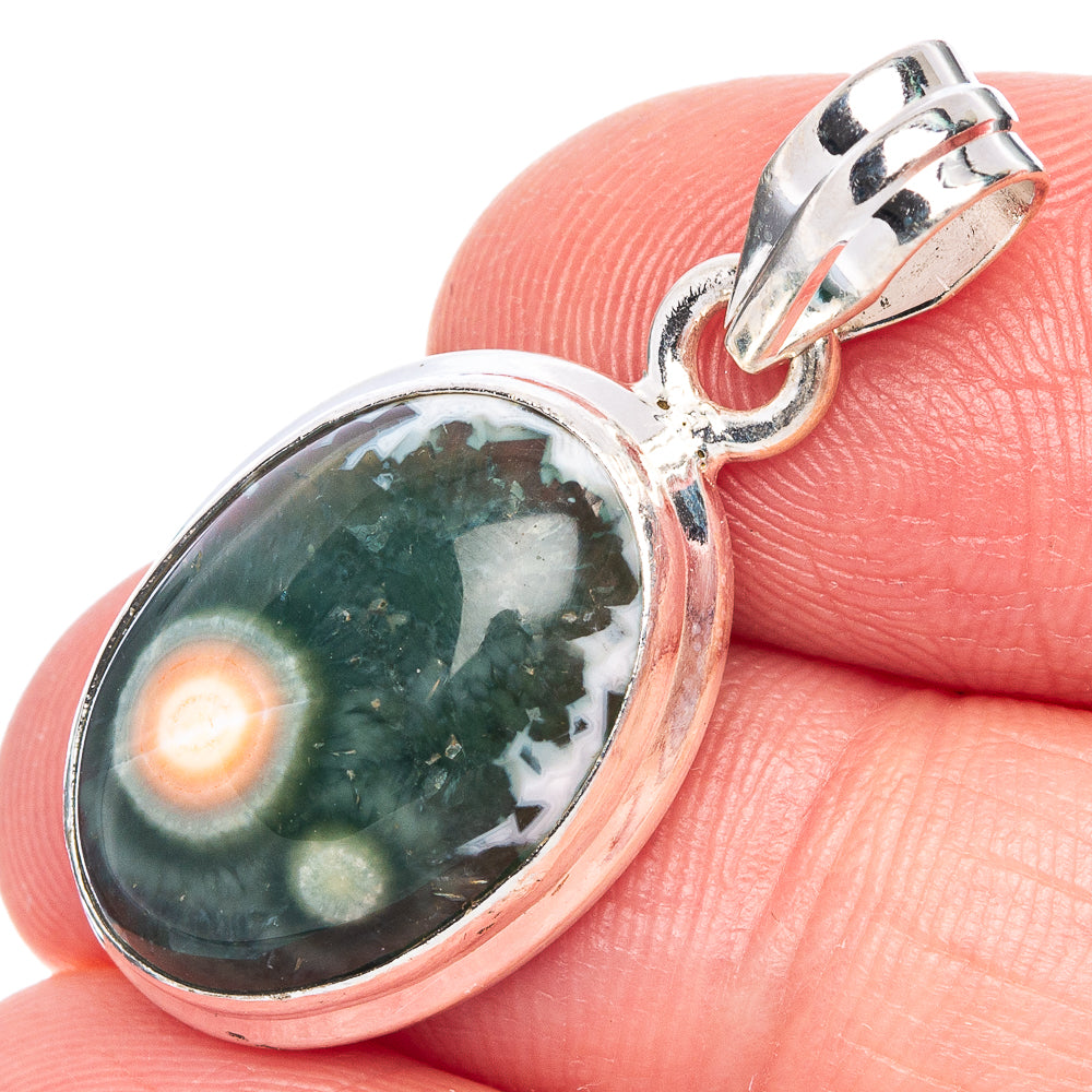 Ocean Jasper Pendant 1 1/4" (925 Sterling Silver) P40129