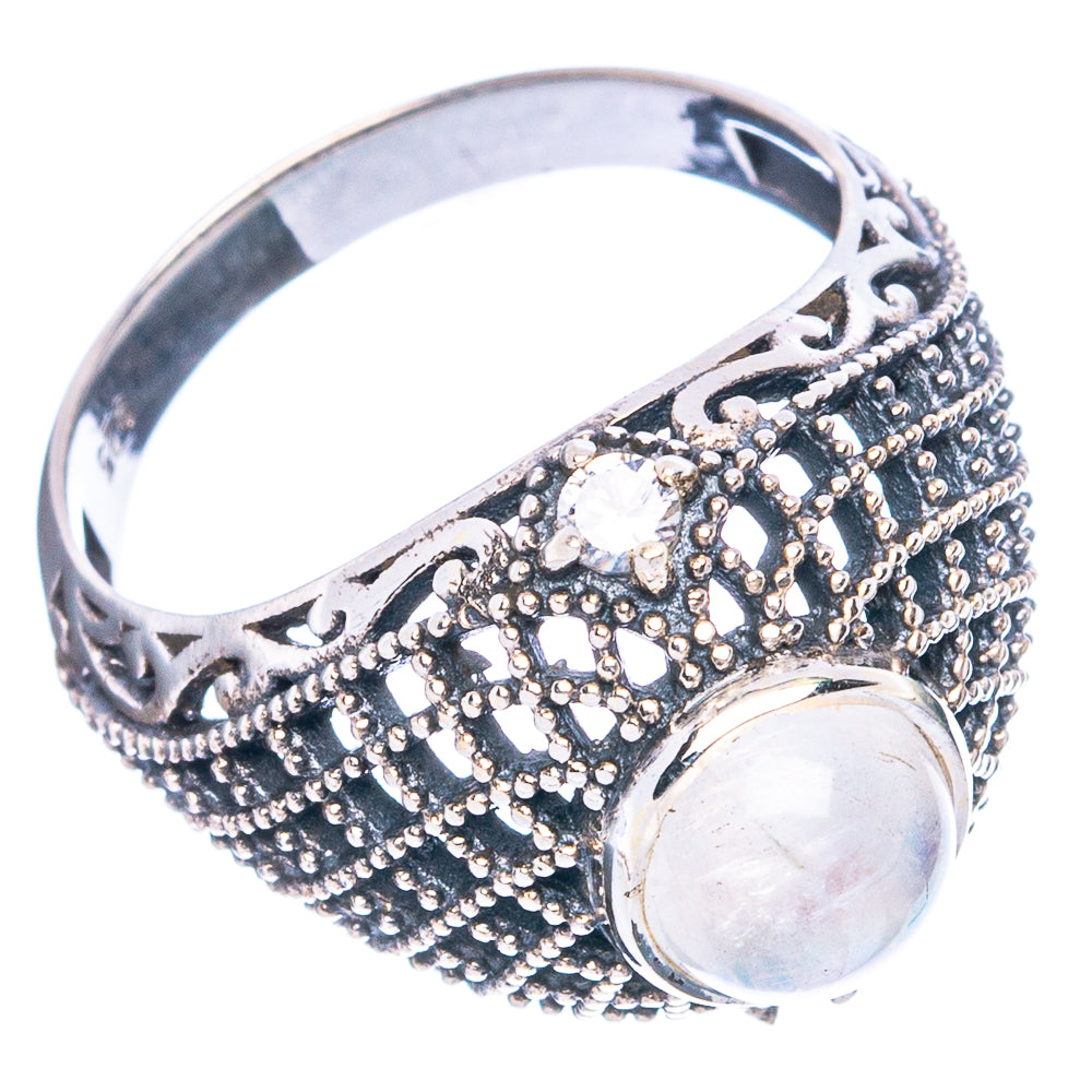 Rainbow Moonstone Ring Size 6.25 (925 Sterling Silver) R4795