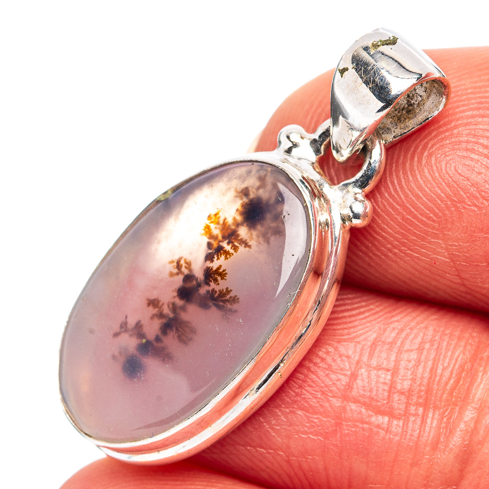 Scenic Dendritic Agate Pendant 1 1/8" (.925 Sterling Silver)