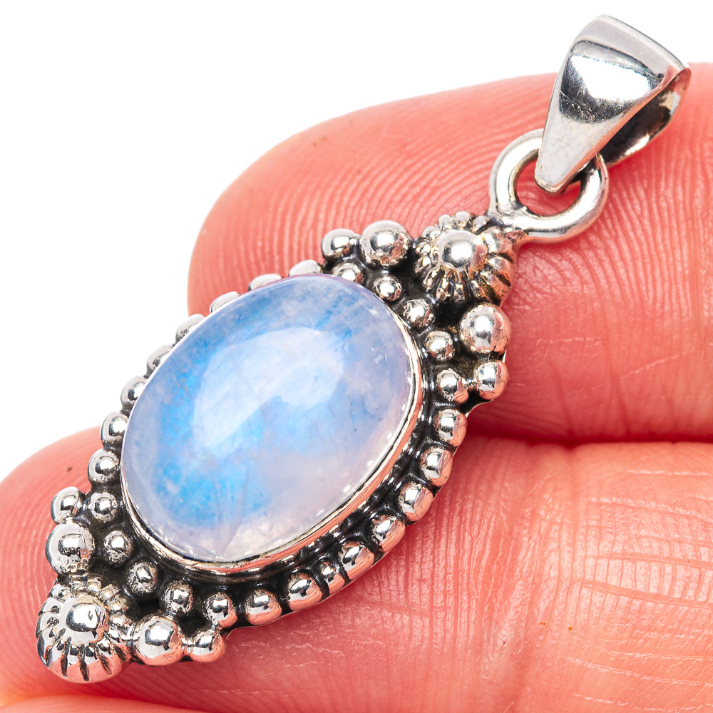 Rainbow Moonstone Pendant 1 3/8" (925 Sterling Silver) P42475