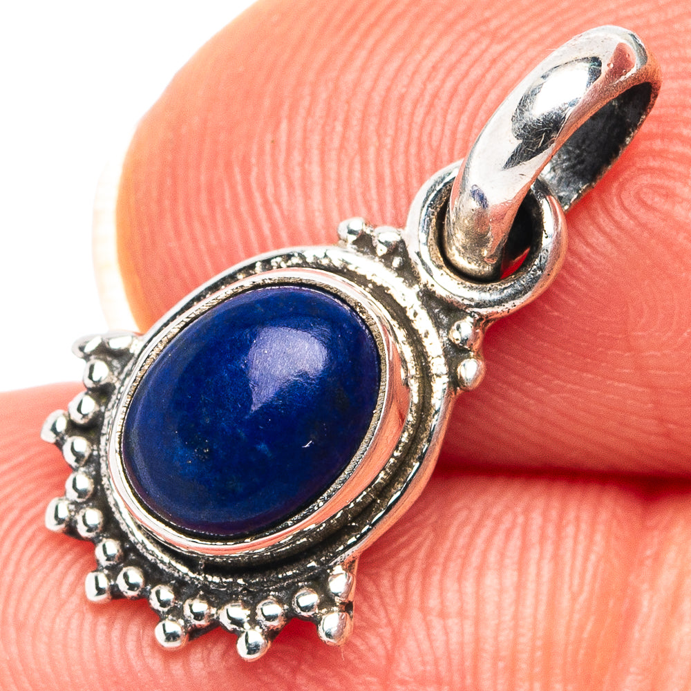 Lapis Lazuli Dainty Pendant 7/8" (.925 Sterling Silver)