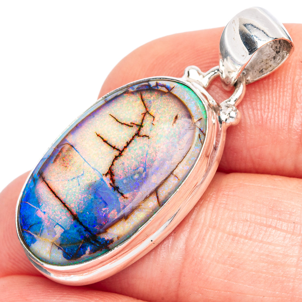 Rare Sterling Opal Pendant 1 3/8" (925 Sterling Silver) P41570
