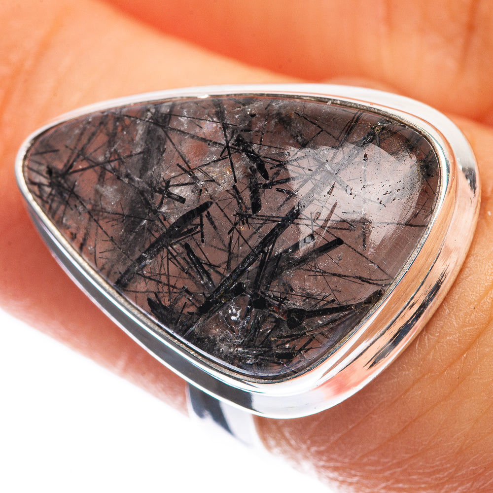 Tourmalinated Quartz 925 Sterling Silver Ring Size 6.25