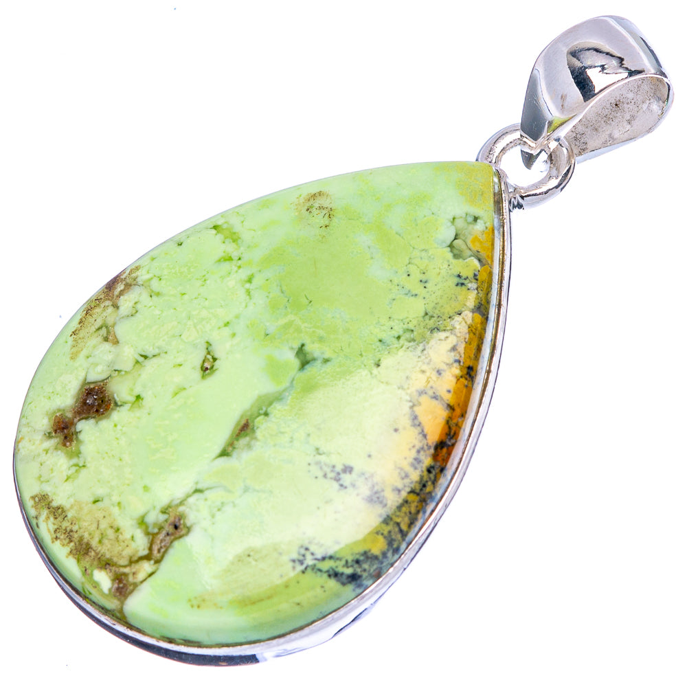 Lemon Chrysoprase Pendant 1 5/8" (925 Sterling Silver) P43125