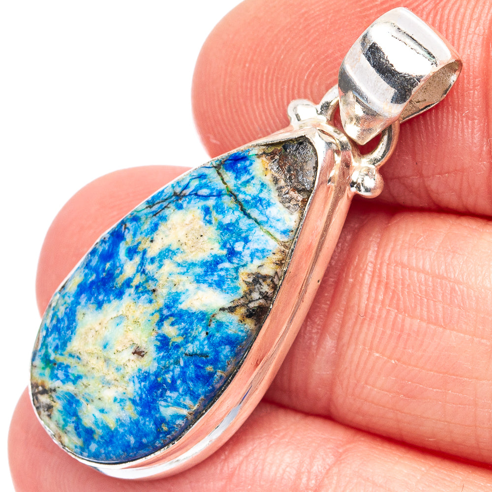 Azurite Pendant 1 3/8" (.925 Sterling Silver)