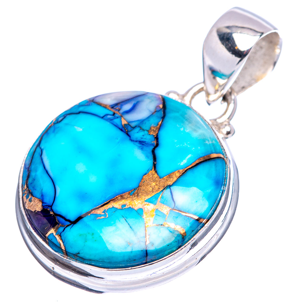 Ice Blue Dahlia Mohave Turquoise Pendant 1 1/4" (.925 Sterling Silver)
