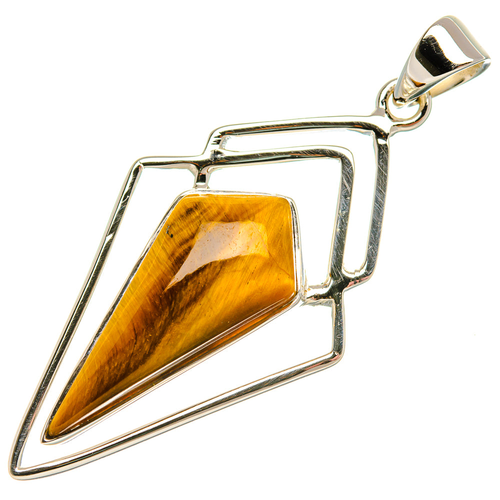 Premium Tiger Eye 925 Sterling Silver Pendant 1 7/8" (925 Sterling Silver) PD37750