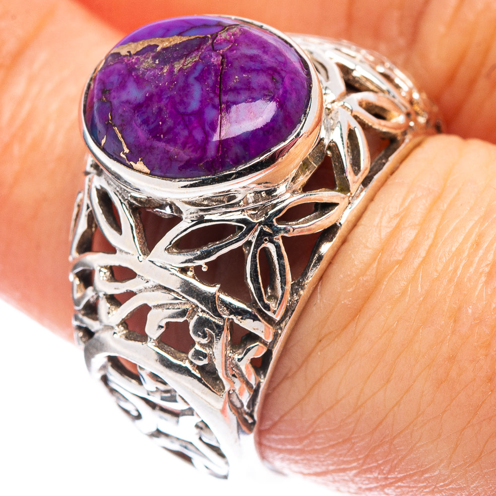 Purple Copper Turquoise Filigree Style Ring Size 8 (.925 Sterling Silver)