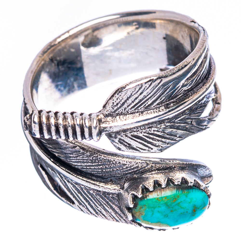 Rare Arizona Turquoise Feather Ring Size 7.25 (925 Sterling Silver) R2394