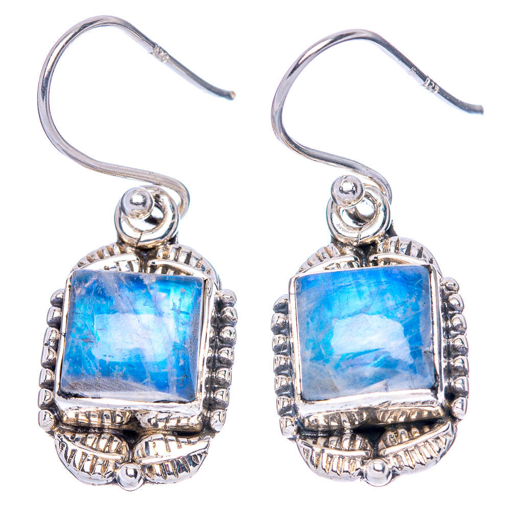 Rainbow Moonstone Earrings 1 1/4" (925 Sterling Silver) E1371
