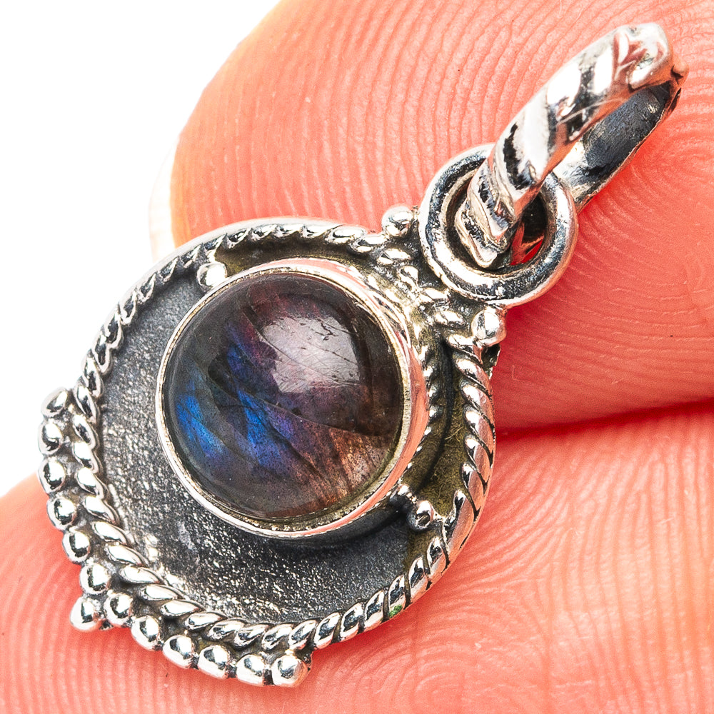 Labradorite Dainty Pendant 1" (.925 Sterling Silver)