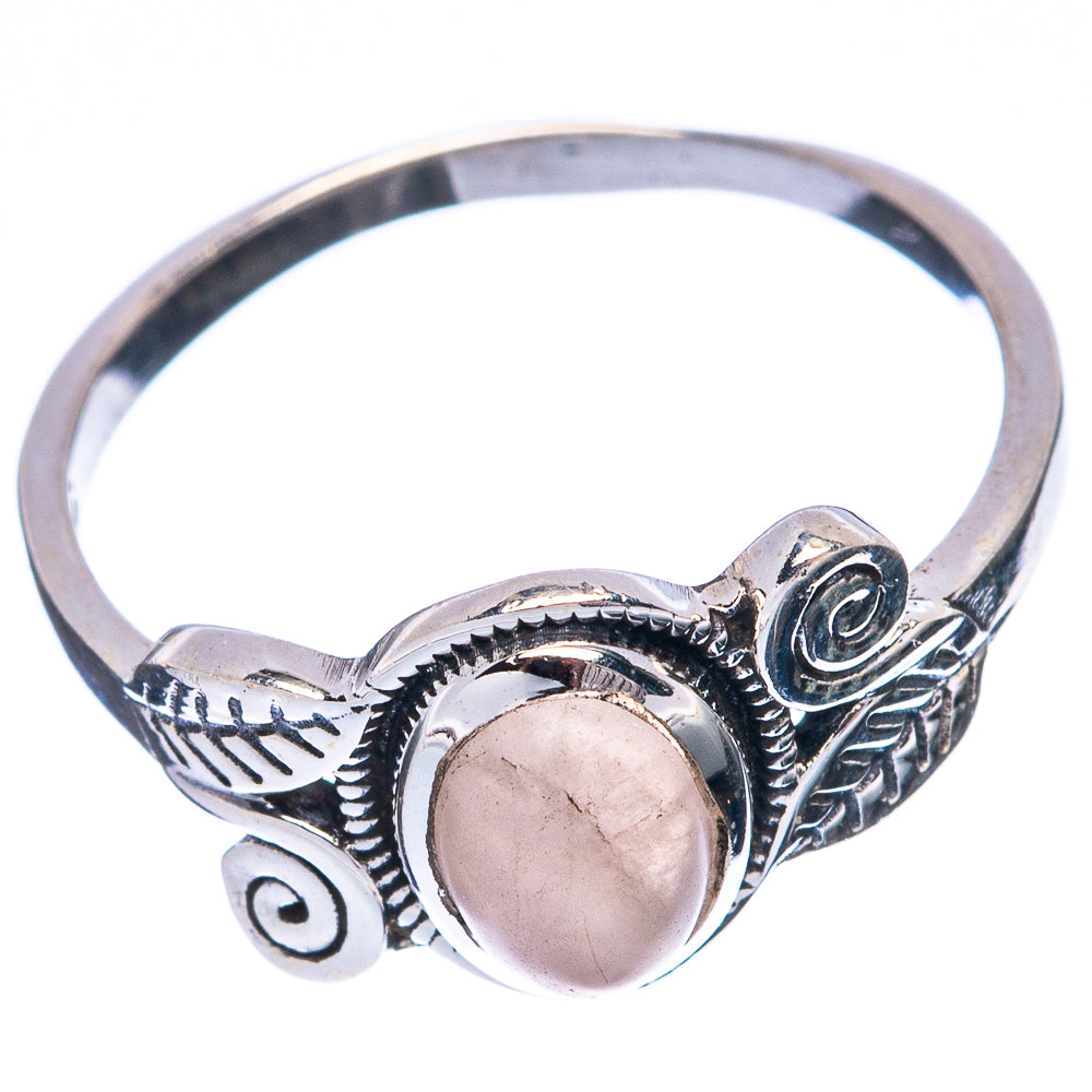 Rose Quartz Leaf 925 Sterling Silver Ring Size 6.75 (925 Sterling Silver) R5332