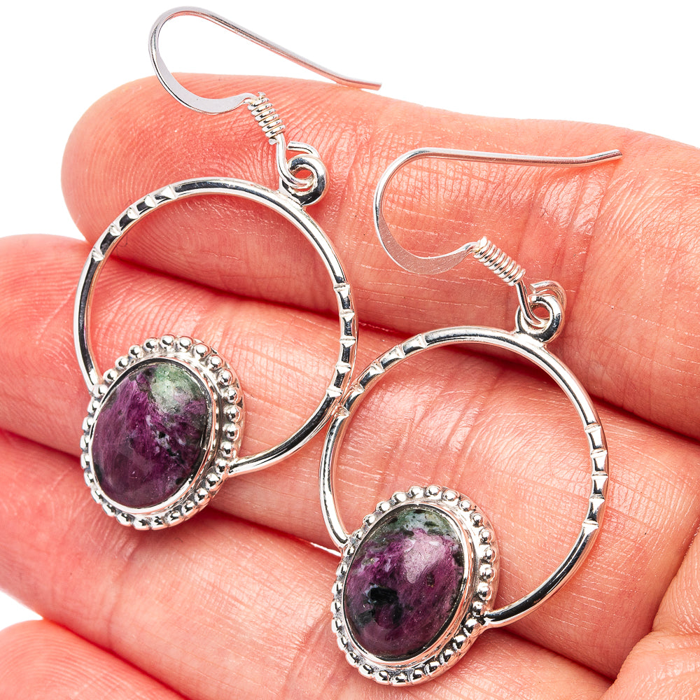 Premium Ruby Zoisite Earrings 1 3/4" (.925 Sterling Silver)