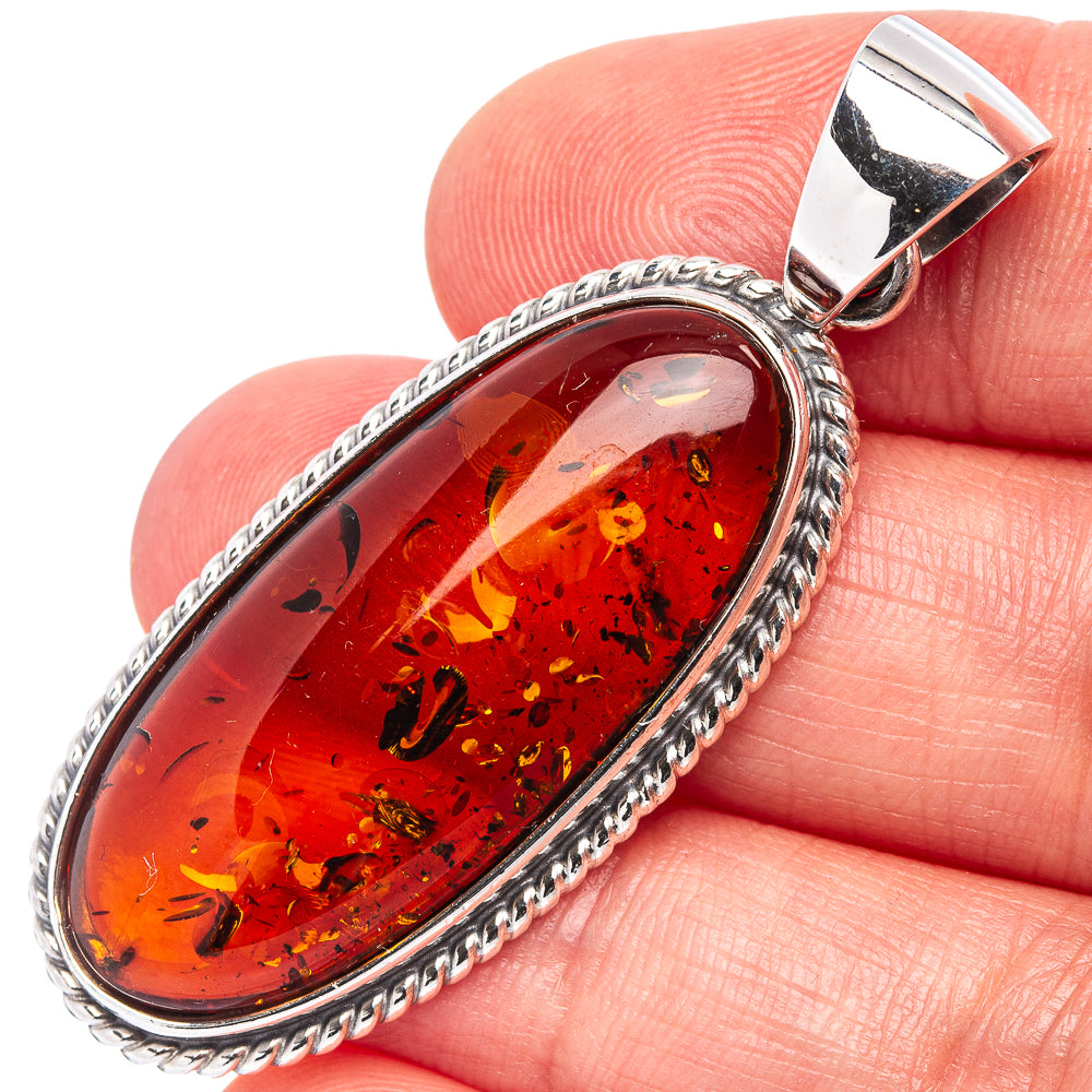 Baltic Amber Pendant 2" (.925 Sterling Silver)