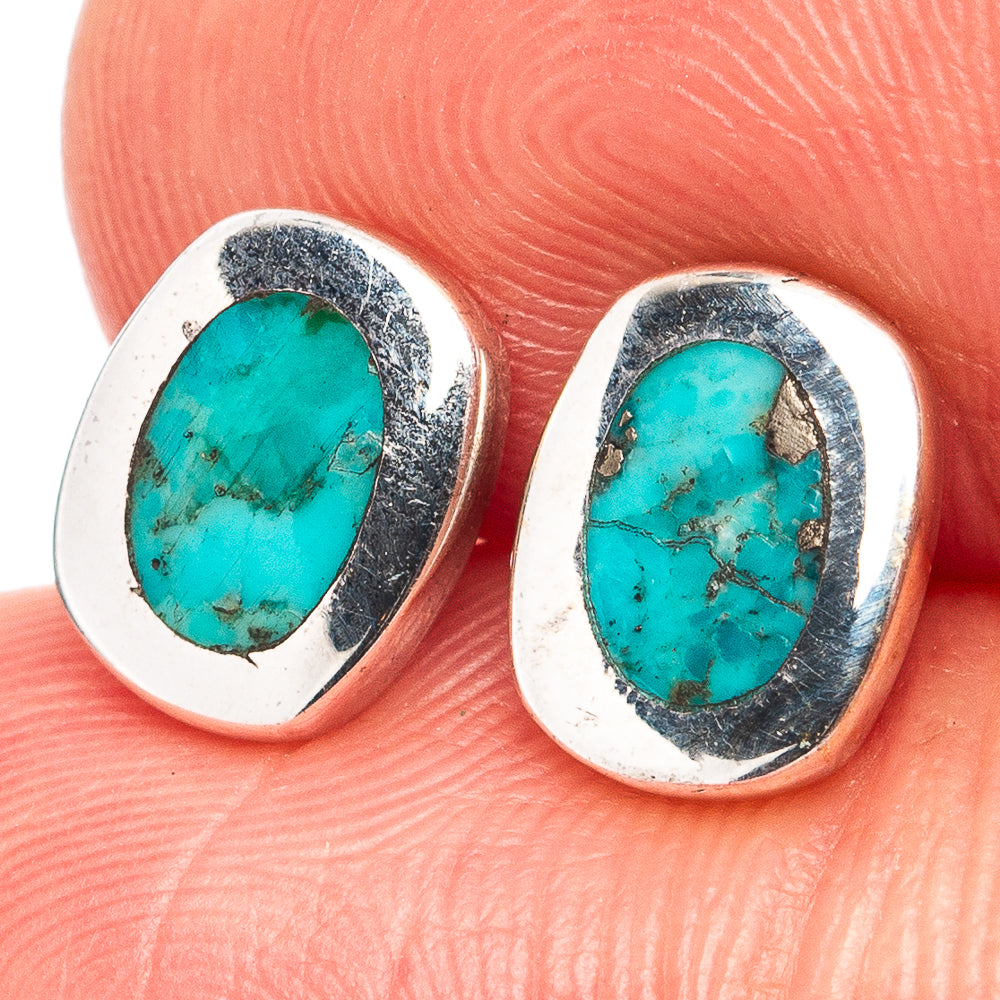 Mohave Turquoise Earrings 3/8" (.925 Sterling Silver)