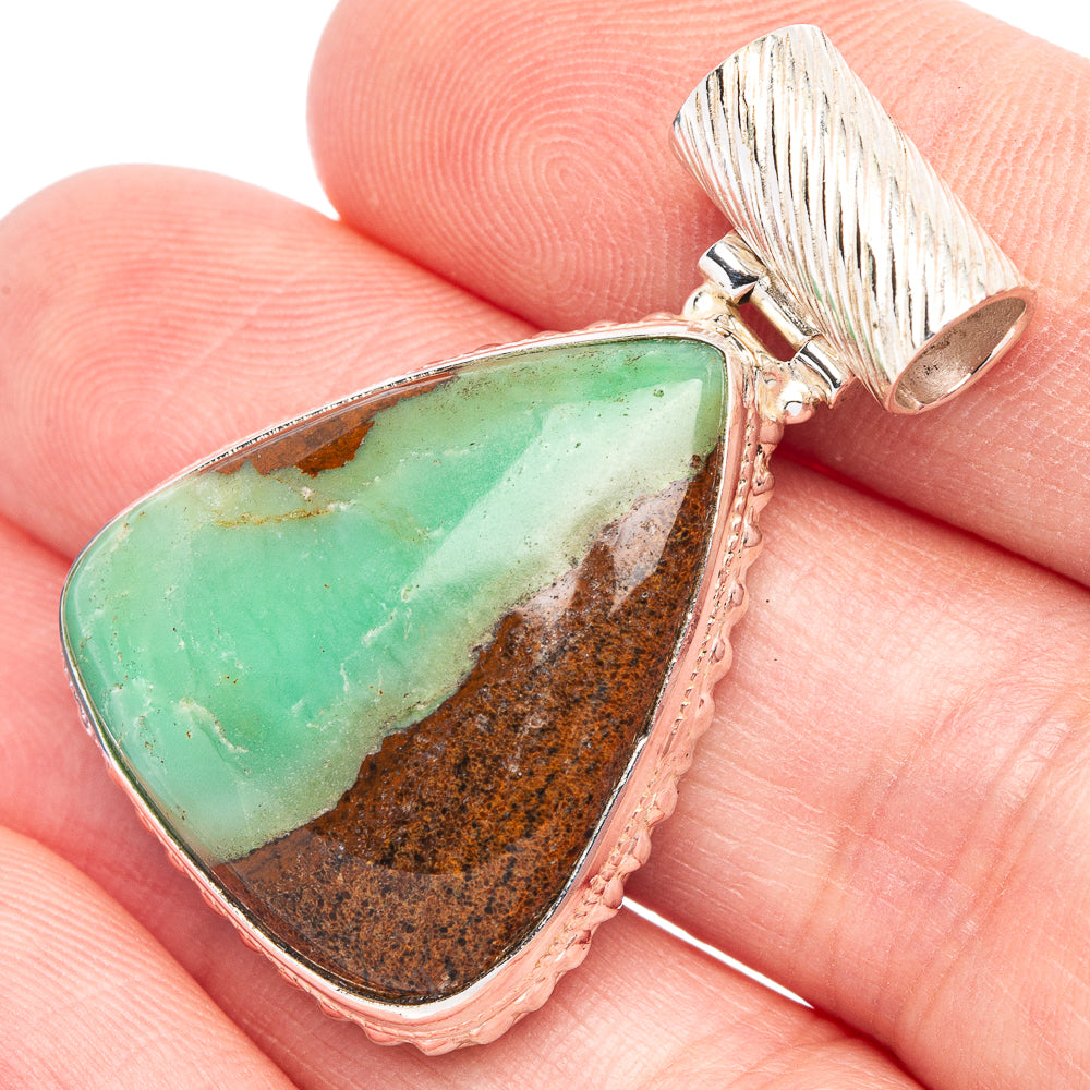 Boulder Chrysoprase Pendant 1 3/8" (925 Sterling Silver) P44647