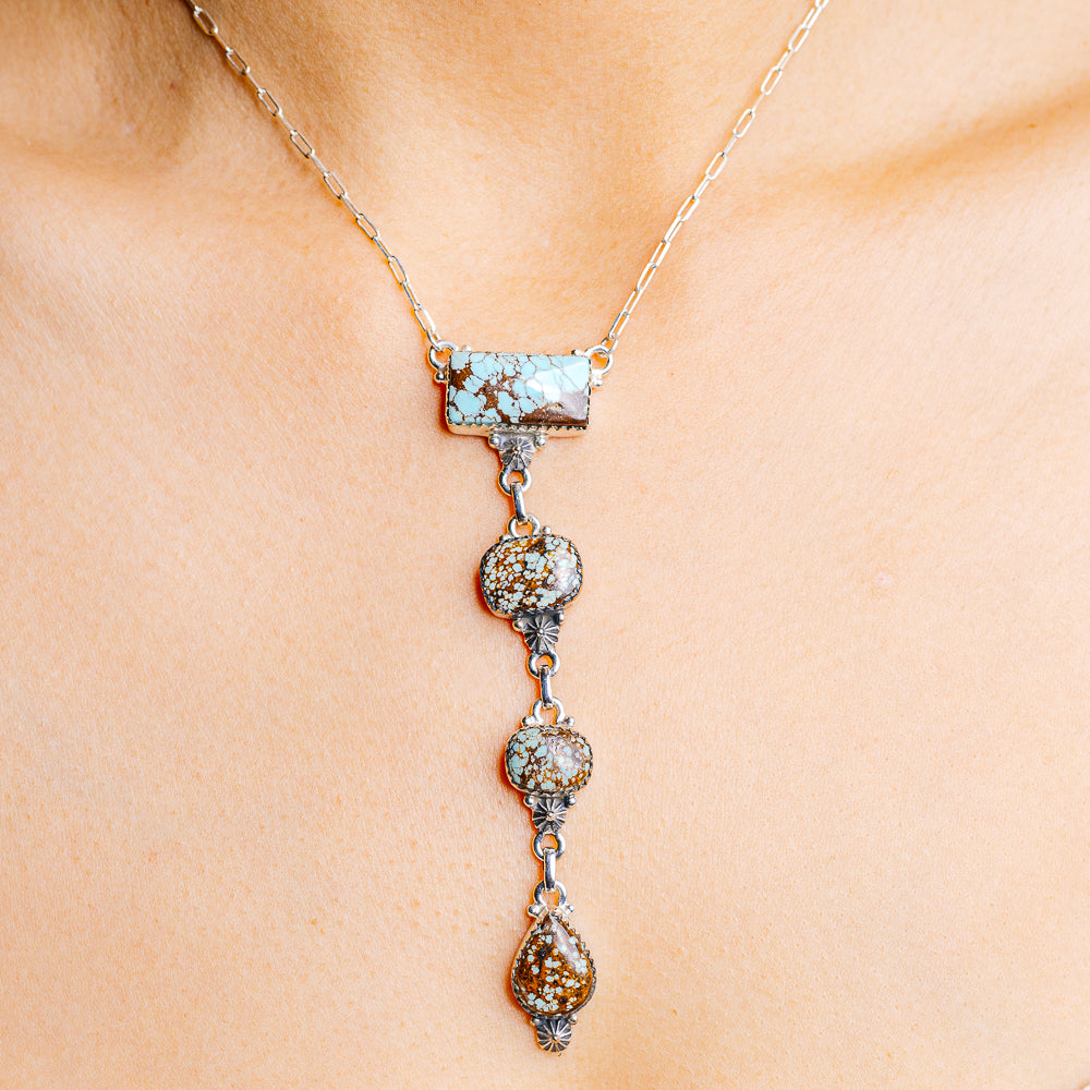 Number 8 Mine Turquoise Necklace 17 to 19" (.925 Sterling Silver)