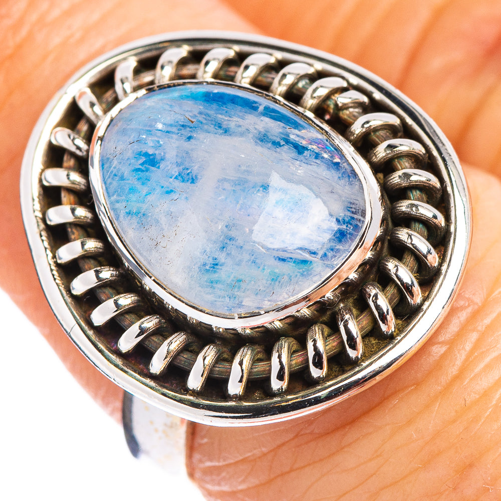 Blue Moonstone Ring Size 6.75 (.925 Sterling Silver)