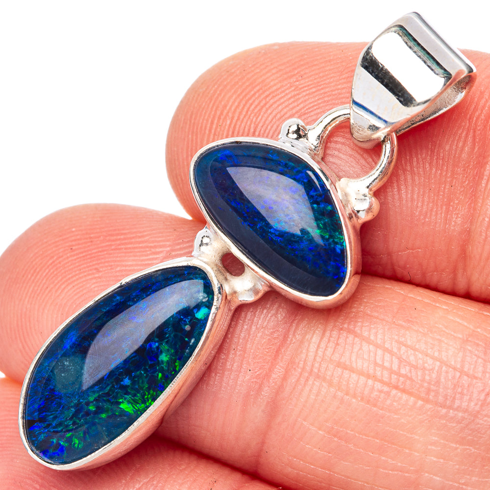 Rare Triplet Opal 925 Sterling Silver Pendant 1 1/2" (925 Sterling Silver) P42672