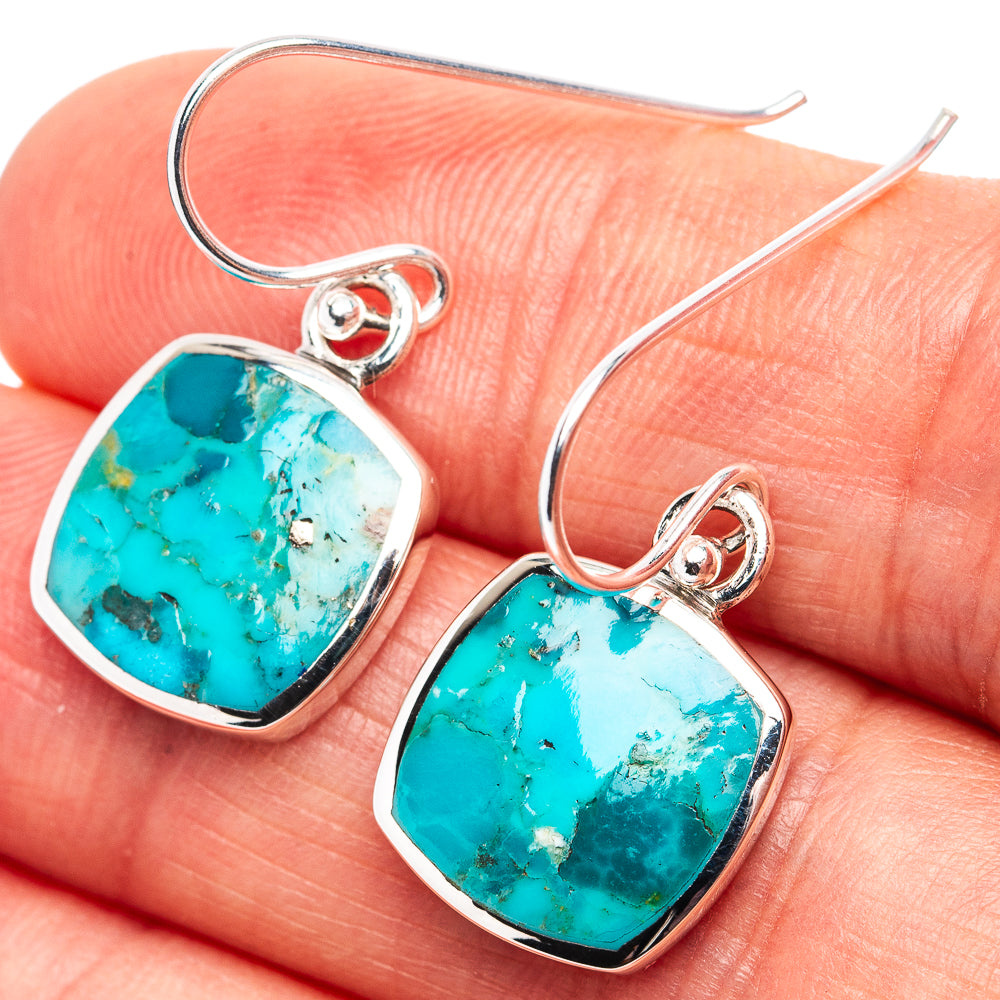Native Style Mohave Turquoise Earrings 1" (.925 Sterling Silver)