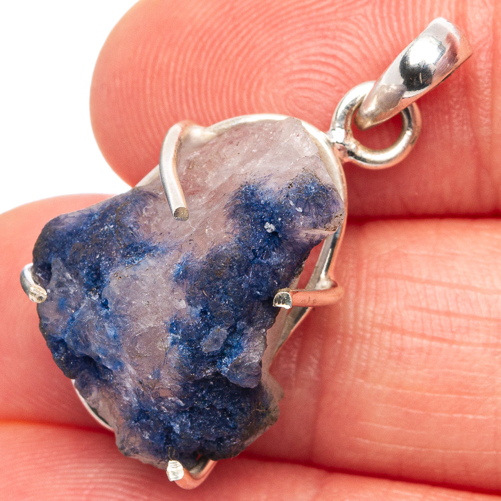 Raw Dumortierite Pendant 1 1/4" (.925 Sterling Silver)