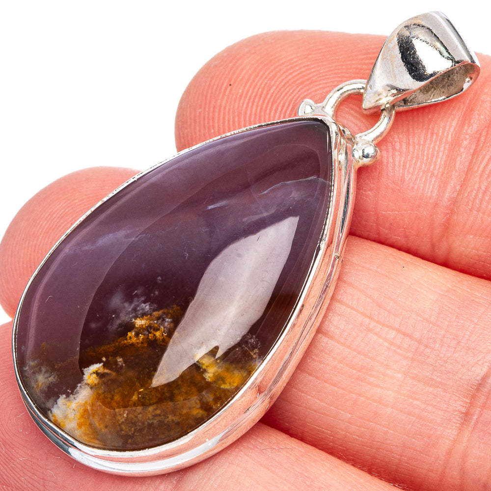 Plume Agate Pendant 1 5/8" (925 Sterling Silver) P40291