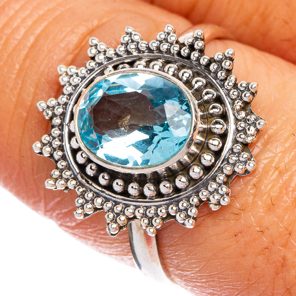 Blue Topaz Ring Size 8 (925 Sterling Silver) R1107