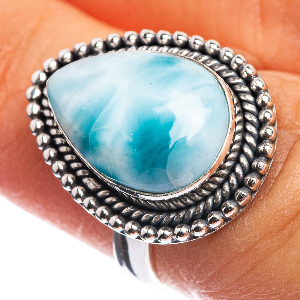 Larimar 925 Sterling Silver Ring Size 6.25