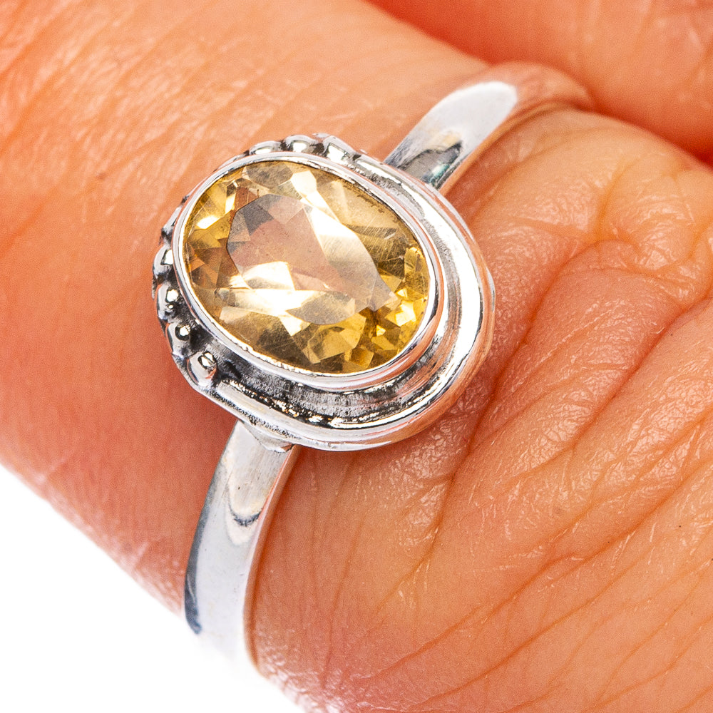 Faceted Citrine Dainty Ring Size 6.5 (925 Sterling Silver) R145436