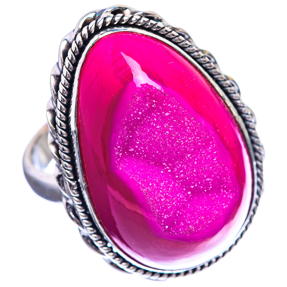 Large Pink Quartz Druzy Ring Size 10.25 (925 Sterling Silver) R143160